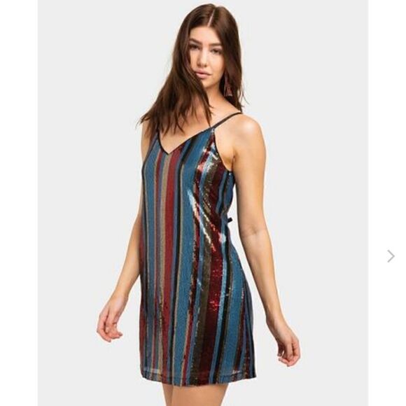As U Wish Juniors Sequin Strap Tank Dress Medium - Picture 2 of 10